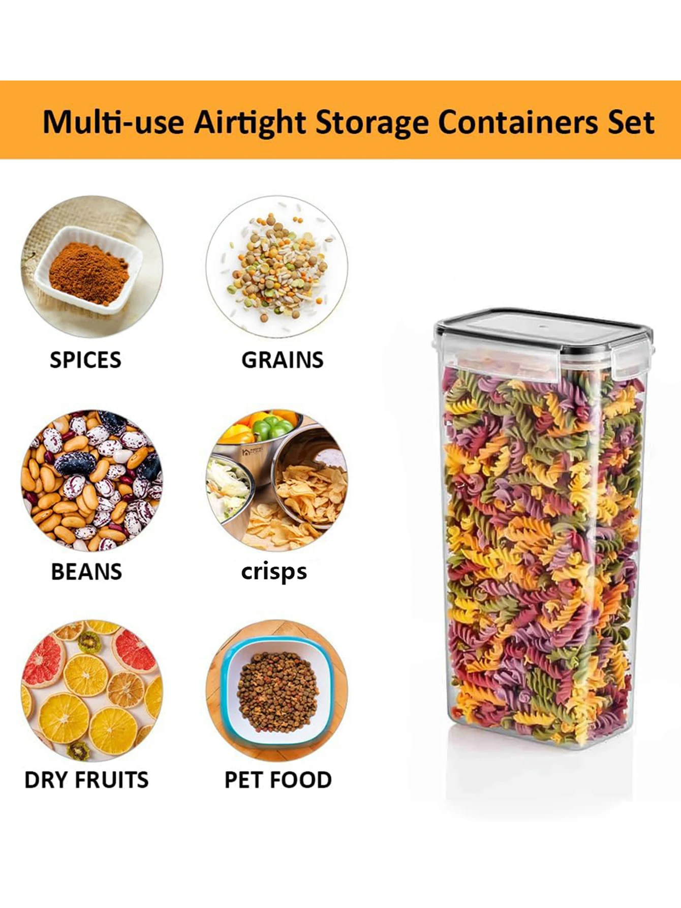 20pcs，Air-tight food storage containers with labels flour, sugar, salt, pepper, grains, tea, nuts and coffee beans