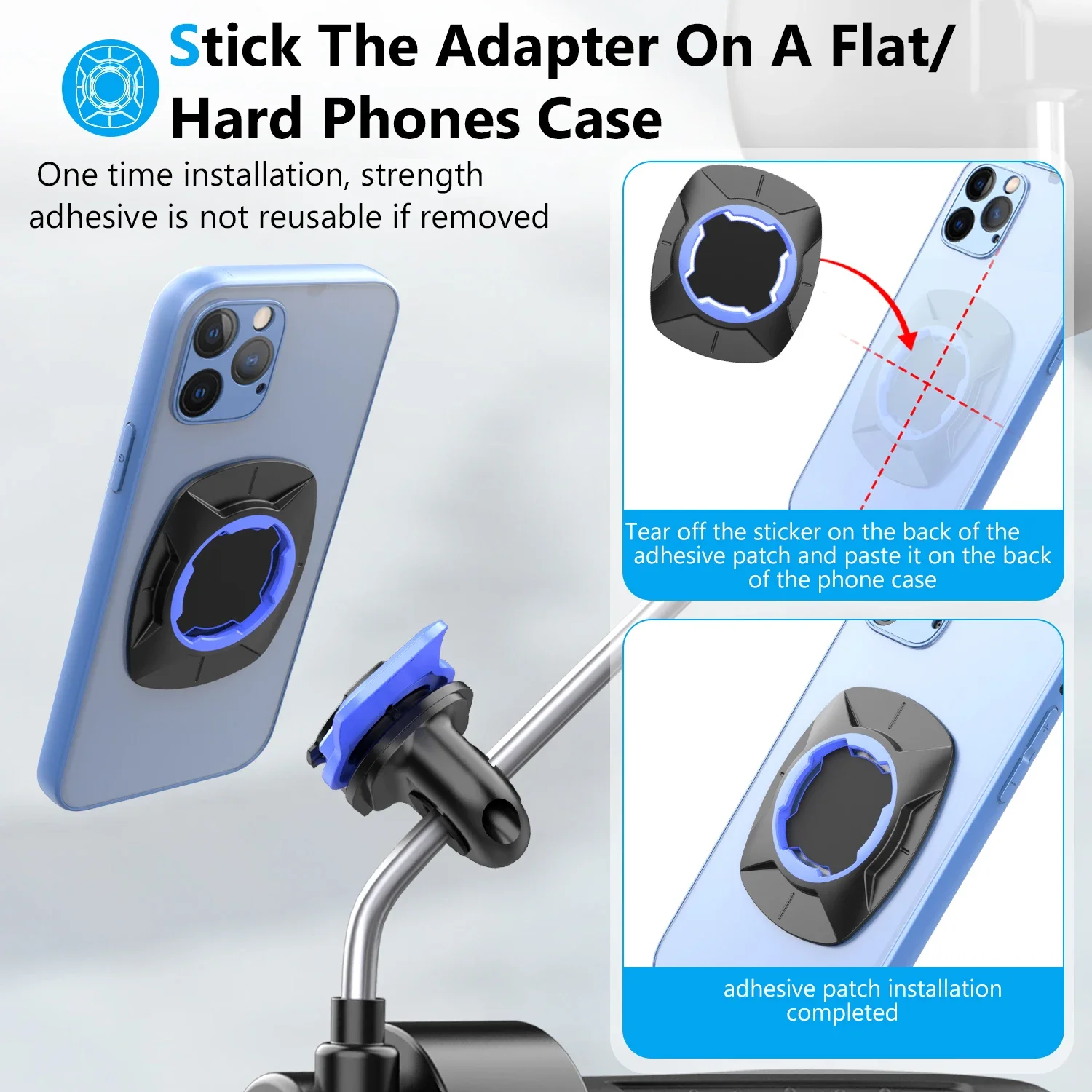 진동 방지 기능이 있는 오토바이 미러 폰 마운트 - 도난 방지 핸들바 클램프 10-14mm, 자전거/스쿠터/ATV에 적합(흔들림 방지)