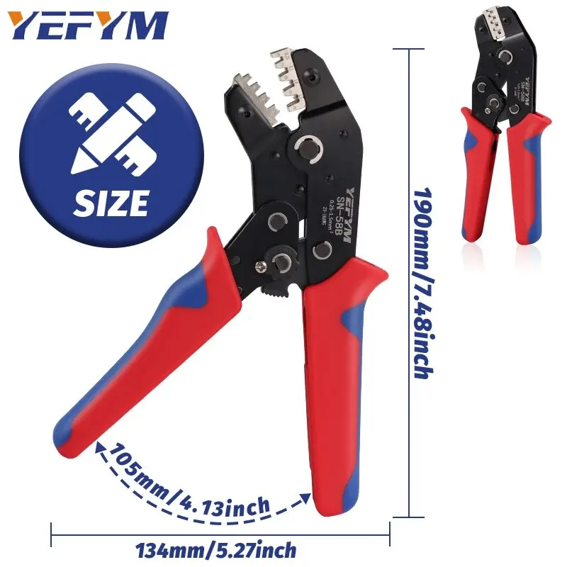 Crimping Tool Set For Dupont JST MOLEX Terminals,No/Pre Insulated Ferrules,Butt Connectors,Solar & Coax Connectors,SN-58B 6 Jaw