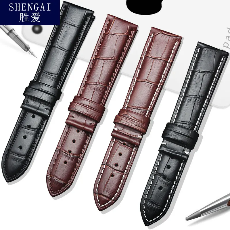 حقيقية جلد البقر حزام الساعات للرجال والنساء ، التمساح نمط سوار ، 18 ، 19 ، 20 ، 21 ، 22 ، 23 مللي متر ، يصلح ل تيسو ، لونجين ، أوميغا ، ميدو