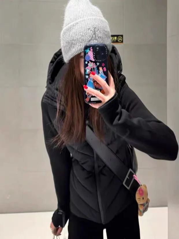 Sweet Fashionable Lightweight Cotton Jacket Coat with Hood Patchwork Design for Women New Arrival Autumn 2025 Online Exclusive