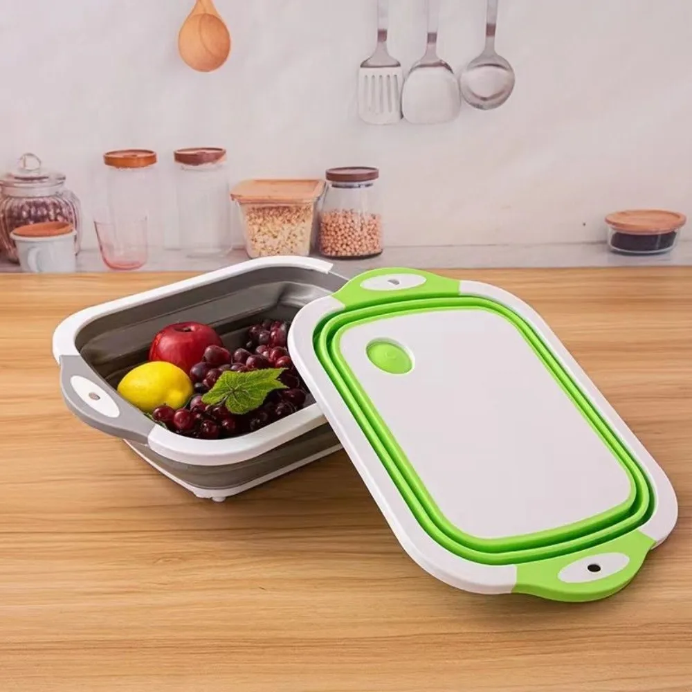 

Portable Collapsible Cutting Board Space Saving 3 In 1 Folding Wash Basin with Built-in Sink Durable