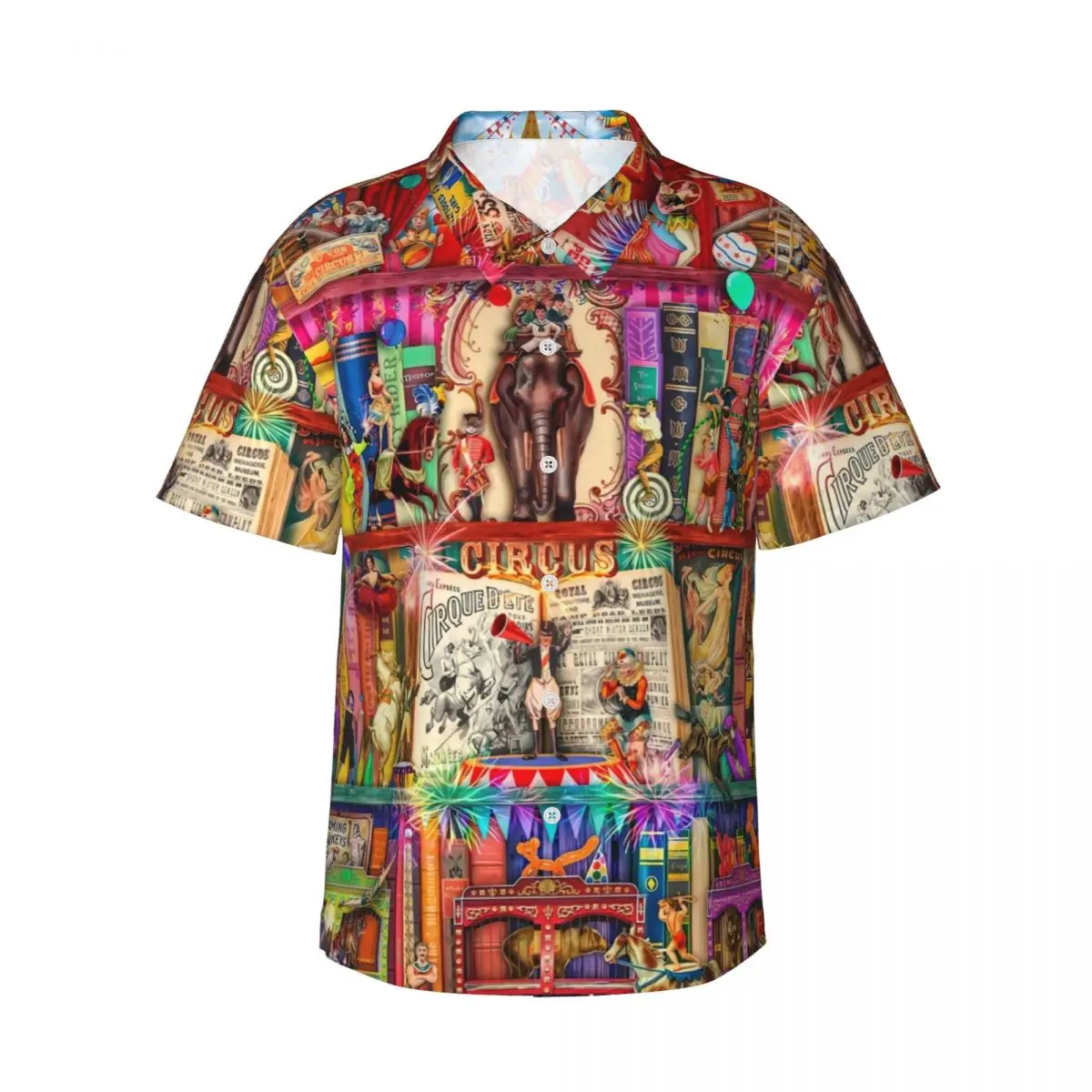 Library Beach Shirt The Marvelous Circus Hawaiian Casual Shirts Man Vintage Blouses Short Sleeves Stylish Printed Top