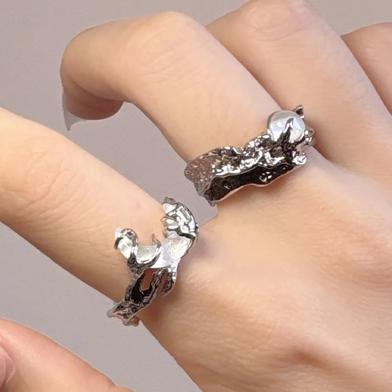 Vintage Y2K Irregular Sun Moon Open Ring, Adjustable for All