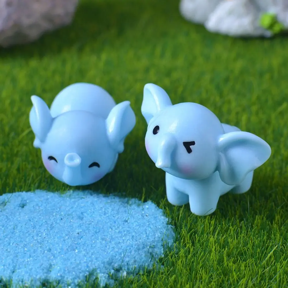 Mini Cute Elephant Ornaments DIY Cartoon Resin Animal Model 3D Elephant Micro Landscape Home Decor