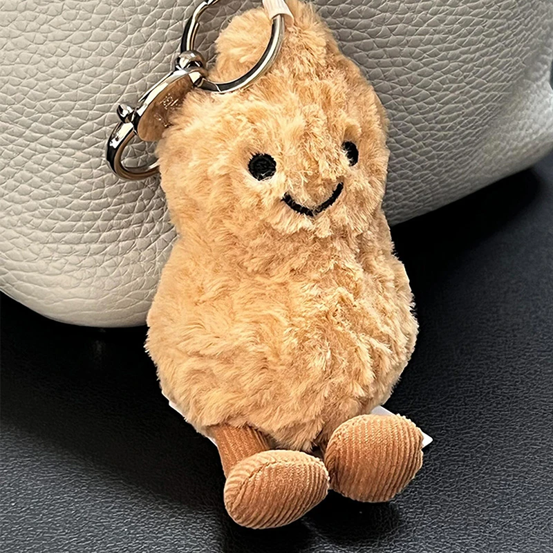 LLavero de muñeco de peluche suave de pequeño cacahuete, colgante de bolsa de Animal de dibujos animados, juguetes para niños, llaveros de coche, joyería colgante para hombres y mujeres