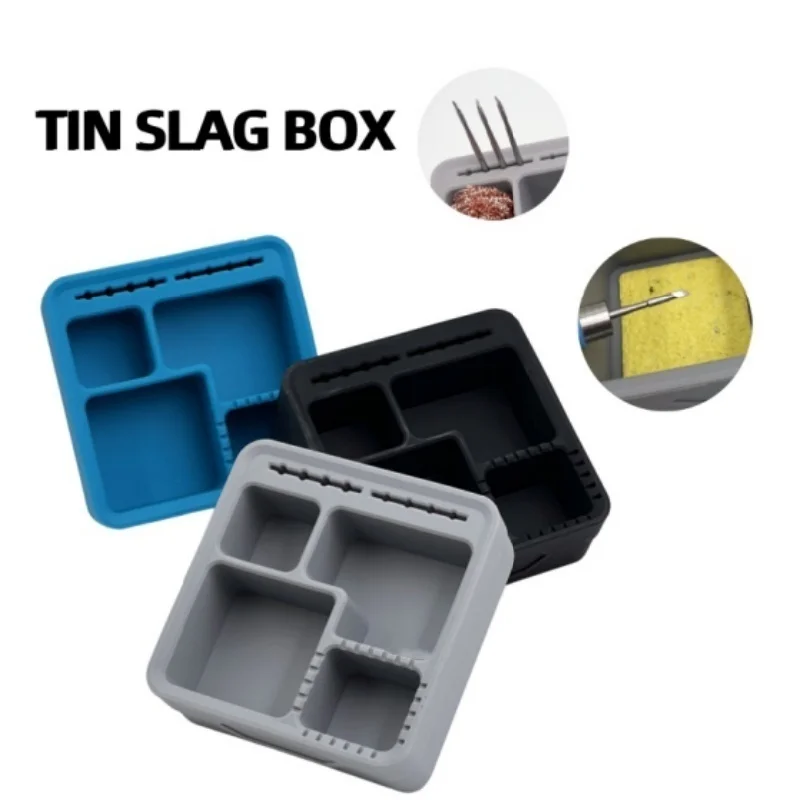 Electric Soldering Iron Head Cleaning Ball Soft Silicone Tin Slag Box Cleaner Seat Soldering Nozzle Tin Removal Frame