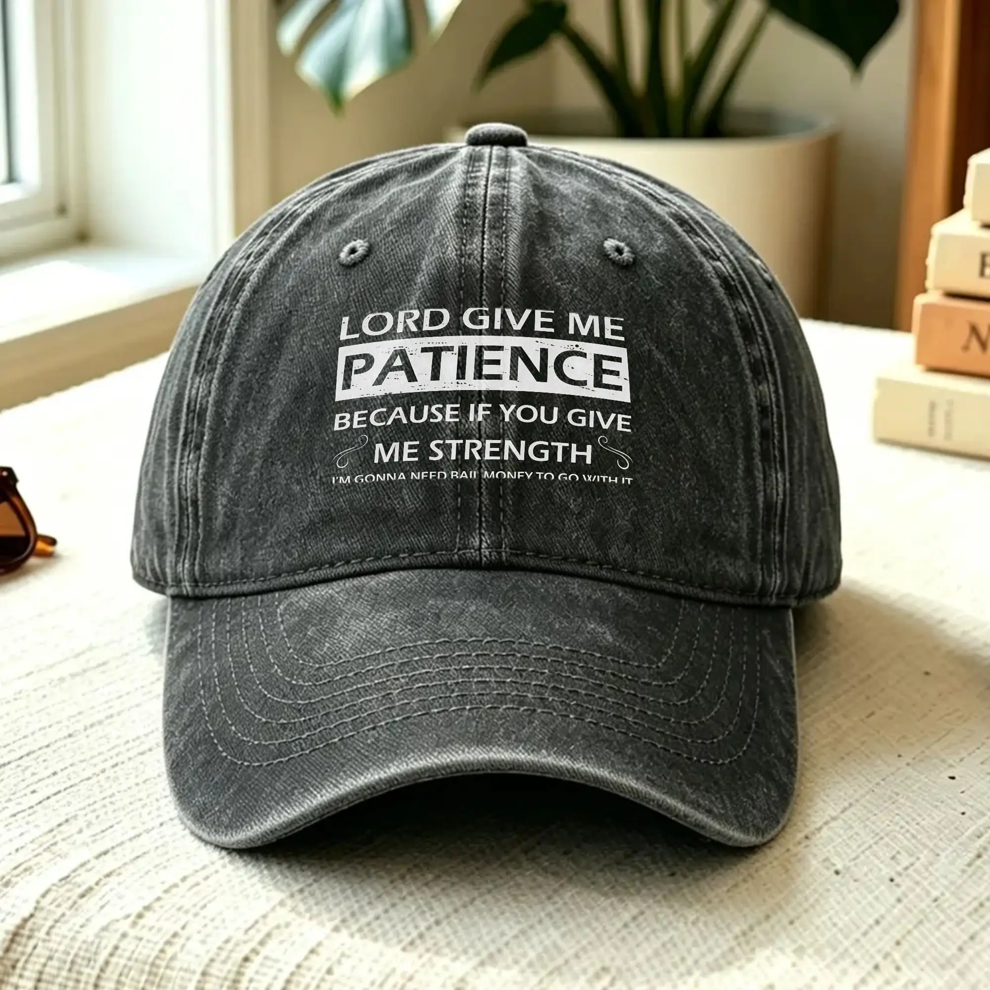 Washed Baseball Cap Lord Give Me Patience Because If You Give Me Strength Summer Hats For Women Men  y2k Retro Sun Baseball Caps