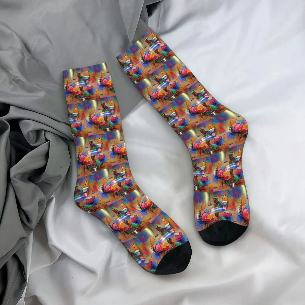 

All Seasons Crew Stockings African Culture Drum Performance Tribal Socks Crazy Long Socks for Men Women Valentine's Day Gifts
