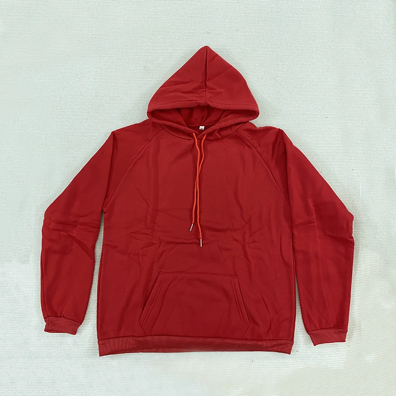 Women's Loose Red Pullover Hooded Sweatshirt With Long Sleeves And Drawstring Casual And Versatile Sportswear Hoodie Autumn