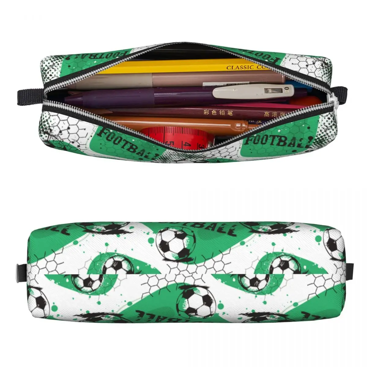 Soccer Pencil Case Football Balls Sports Pen Holder Bag Girls Boys Big Capacity Office Gifts Pencil Pouch