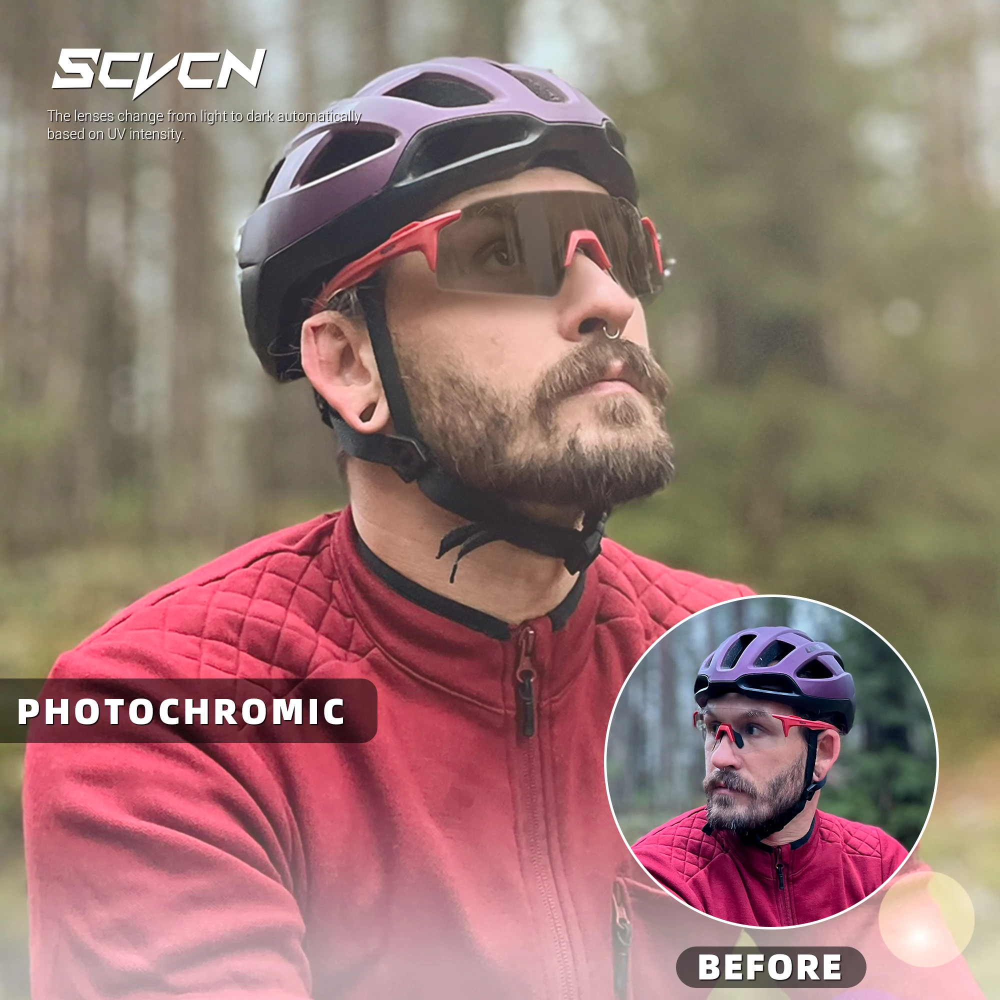 SCVCN جديد في الهواء الطلق اللونية الدراجات النظارات الشمسية الرجال النساء الرياضة في الهواء الطلق تشغيل نظارات نظارات الجبلية UV400 نظارات واقية