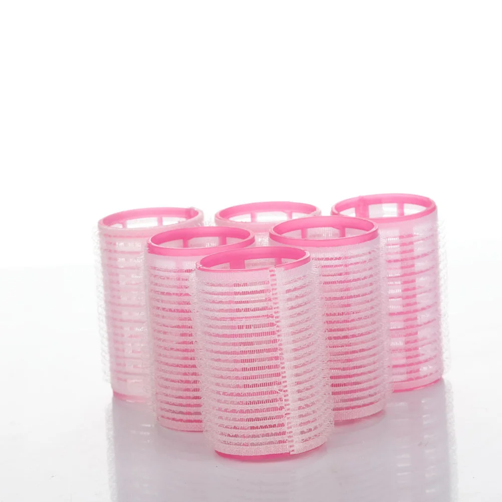 12pcs 36mm Big Wave Hair Curlers Self Adhesive Hair Styling Roller Hair Curlers Hairdressing Tools (Green and Pink 6pcs for Each