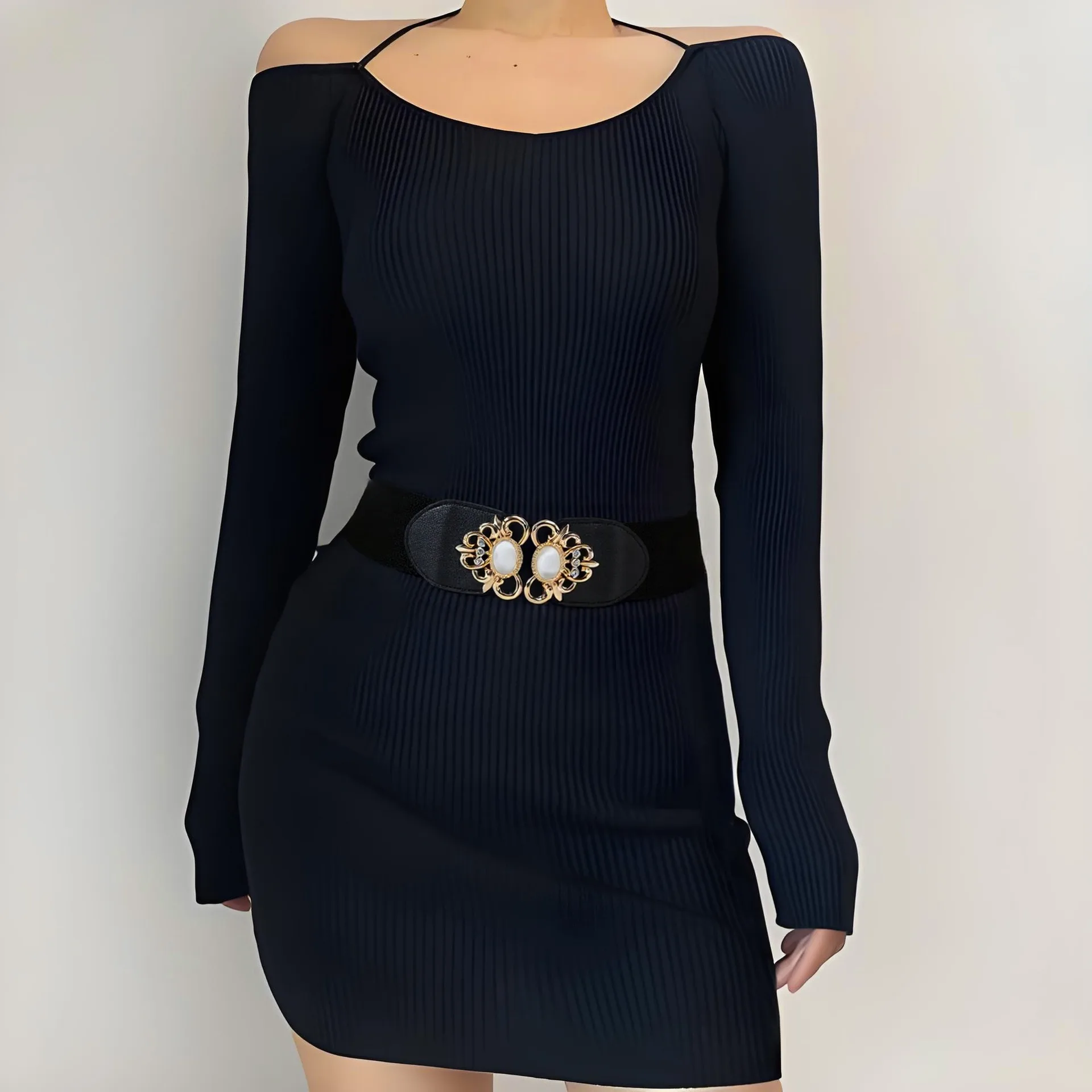Women's Wide Waist Belt Versatile Fashion Perforation-Free Elastic Belt Elegant Fashionable Button-Down Waist Belt