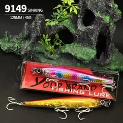 125mm 45g Heavy Sinking Slim Minnow Lure Laser Artificial Hard Bait Saltwater Bass Carp Wobblers Fishing Pesca Jerkbait Swimbait