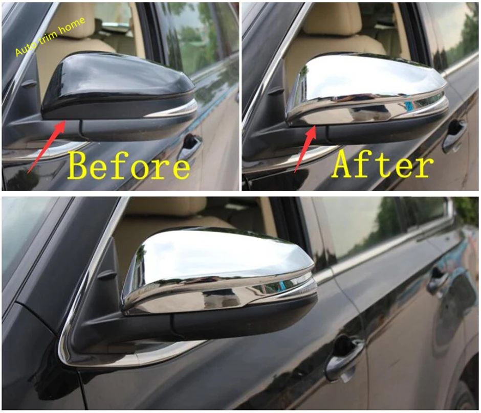 Door Rearview Mirror Decoration Frame Protection Shell Cover Trim Fit For Toyota Highlander Kluger 2014 - 2019 Car Accessories