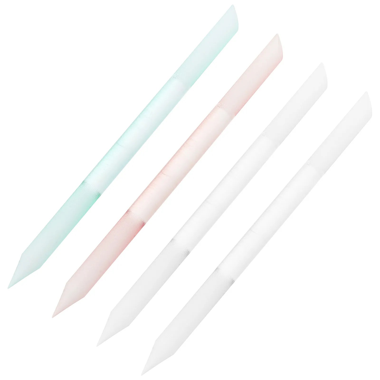 4Pcs Glass Manicure Cuticle Stick Double Ended Frosted Grip Nail Polish Edge Buffer Cuticle Cleaner Under Nails Salon Home