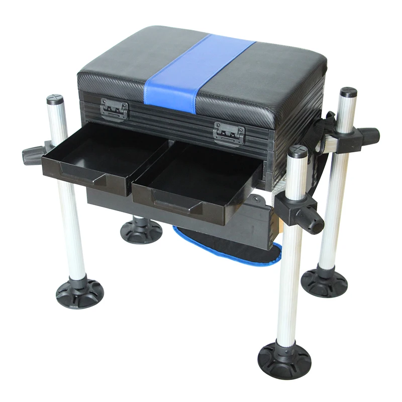 Multi-Function Double Layer With Drawer Big Storage  Aluminium Seat Fishing Tool Box Feeder Fishing Seat Box System