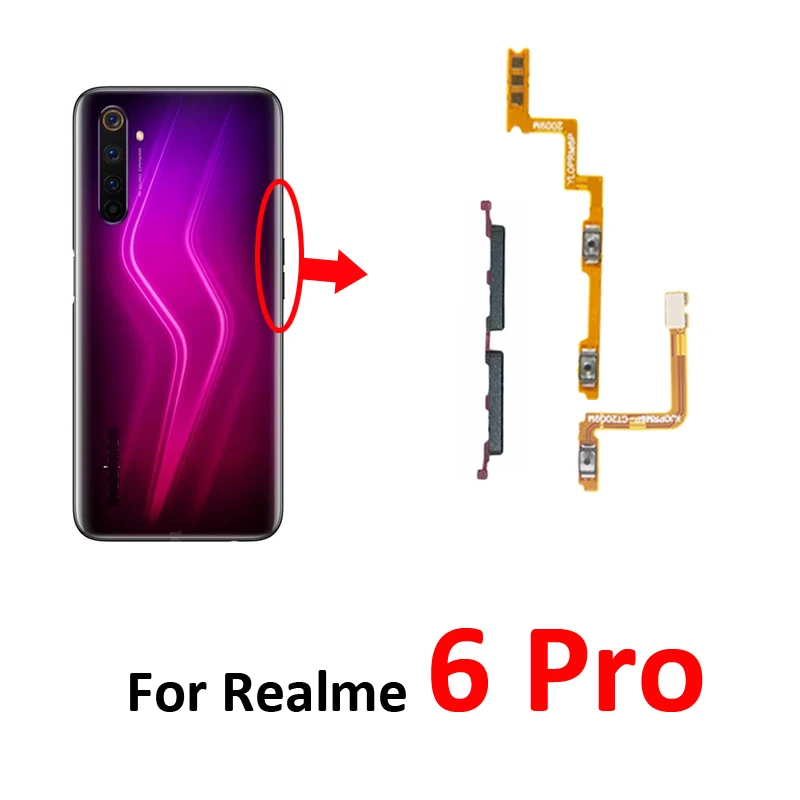 

For Realme 6 Pro RMX2061 RMX2063 Phone New Housing Volume Button Up Down Switch Key Internal Of Off Flex Cable For Realme 6 Pro