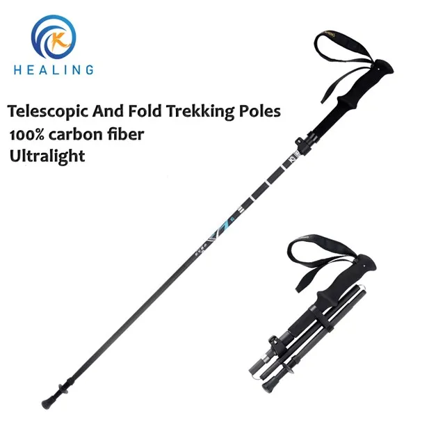 مخصص 5-قسم تلسكوبي للطي الطيران ألياف الكربون أقطاب رحلات السفاري التنزه التخييم العصي أقطاب الرحلات