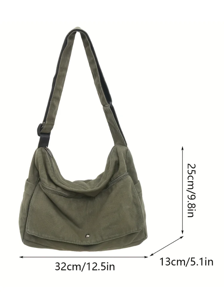 4-Color Large Capacity Canvas Crossbody Hobo Bag - Durable, Adjustable, Trendy Sling