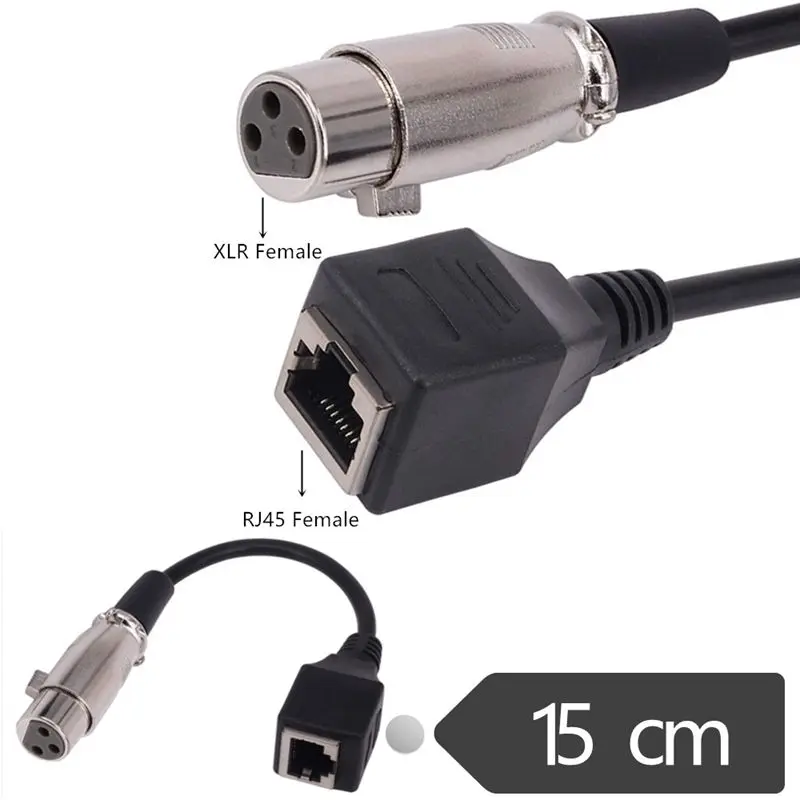 Cable XLR de cabeza a red, XLR3P a RJ45, extensión de puerto hembra RJ45 a Cable de conexión de luz LED de cabeza macho y hembra XLR