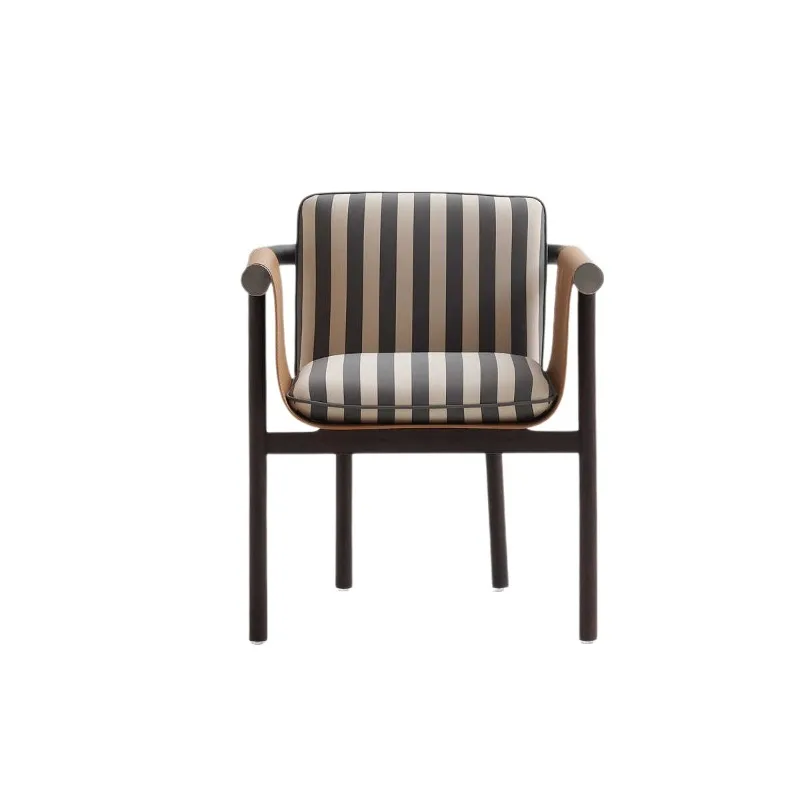 

Dining chair, new Italian minimalist light luxury ash wood saddle leather armrest, backrest, study and tea room
