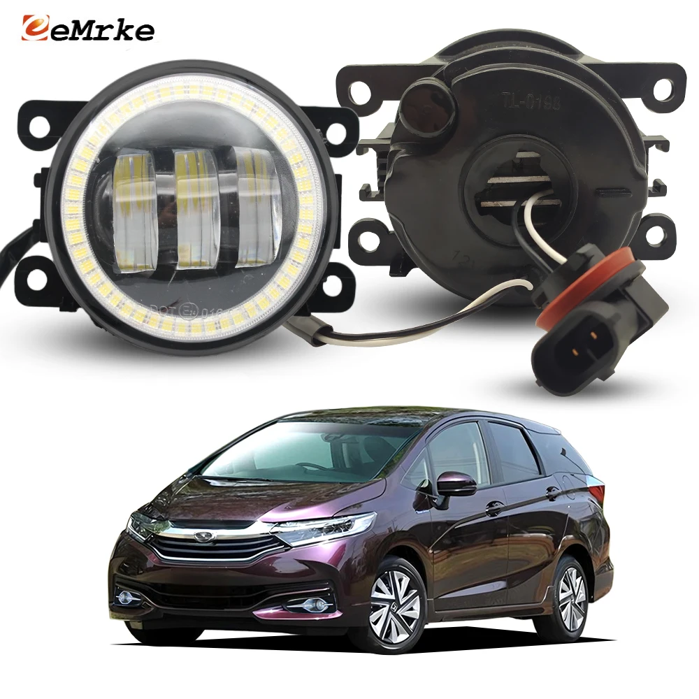 Pair Led Fog Lights Headlamp For Honda Shuttle MPV 2015-2019 Upgrade Angel Eye DRL Car Driving Daylight Accessories Assembly