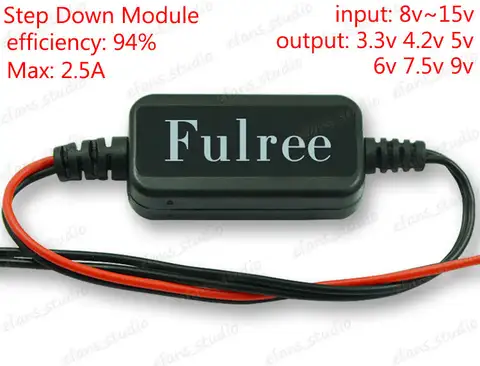 Fulree 슬림 얇은 스텝 다운 컨버터, 자동차 카메라 DVR 대시 캠 전원 공급 장치 모듈 출력, 12V ~ 3.3V 4.2V 5V 6V 9V DC-DC