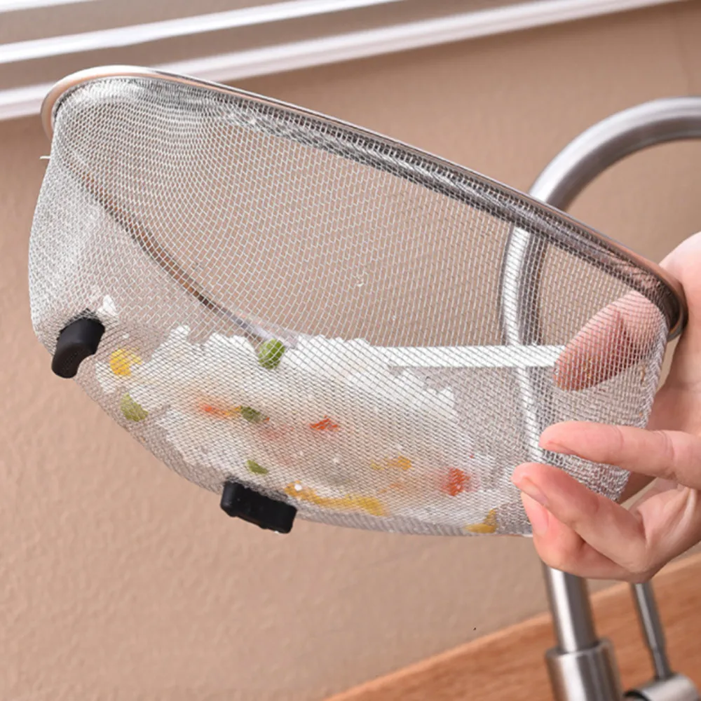 

Kitchen Stainless Steel Drain Basket Triangle Food Vegetables Peel Egg Filter Storage Organizer Kitchen Shelf Rack Drainier