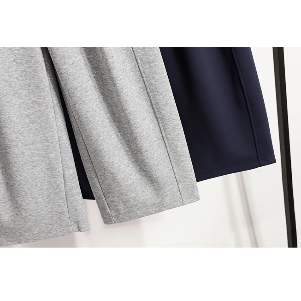 عارضة عالية الخصر جيوب أنيقة الصلبة أنبوب كامل طول السراويل الكورية أساسيات الموضة الخريف زائد حجم الملابس