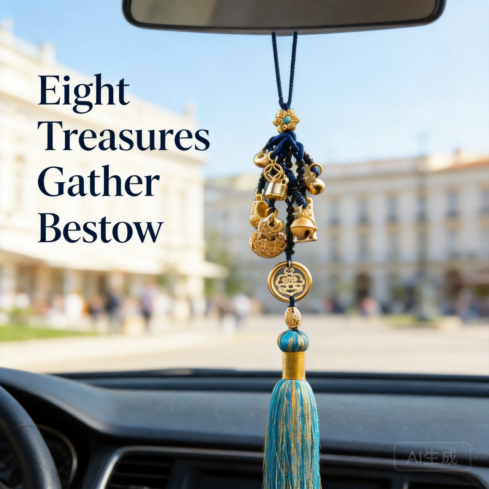 Car Rearview Mirror Hanging Ornament Brass Gourd Charm 2026 Chinese Traditional Auto Interior Exquisite Decor Pendant Accessory
