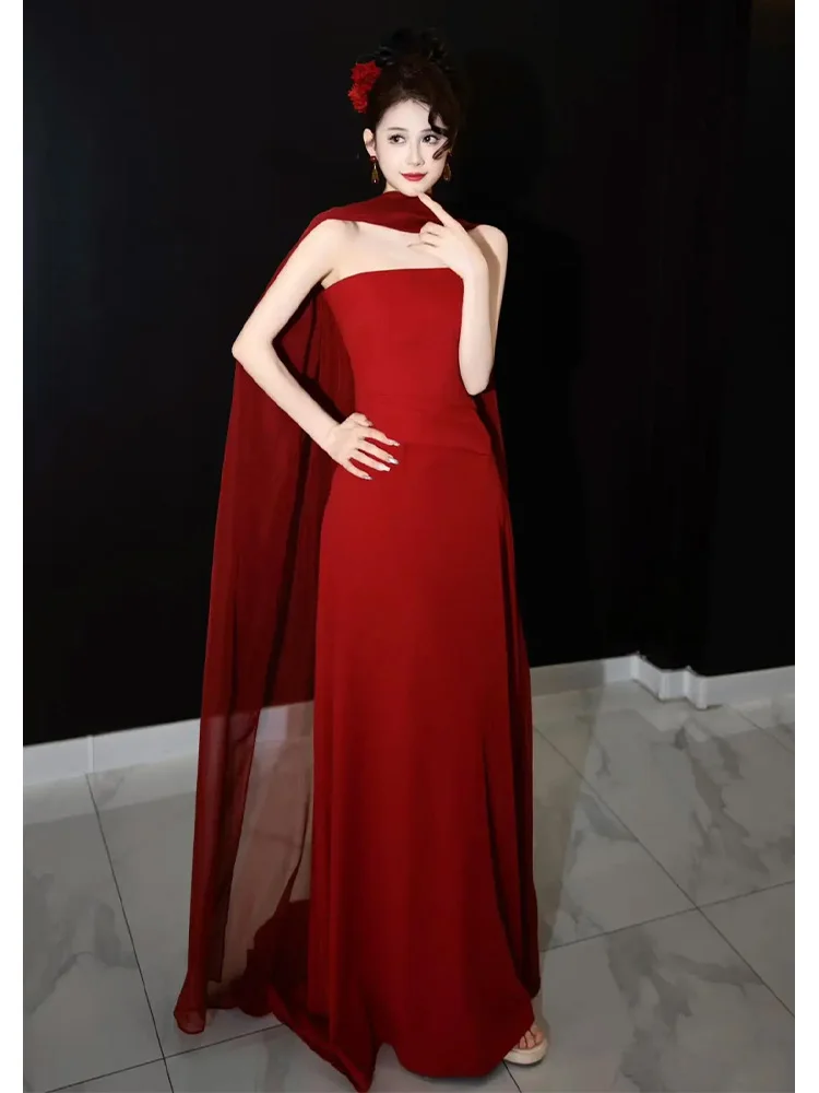 

Ele Satin Wedding Dr New 2026 Luxury Engagement Par Evening Gown Women's Faion High Waist Zipper Sle Long Skirt
