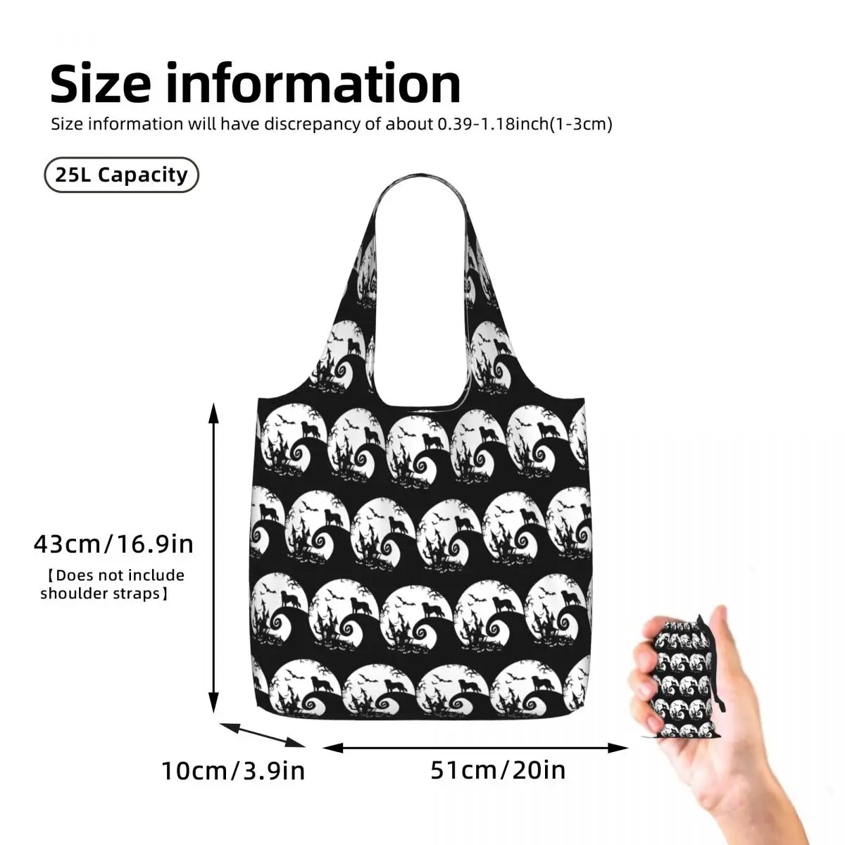 Saint Bernard Dog And Moon Halloween Shopping Tote Bag Canvas Large Capacity Shoulder Bags Shopper Grocery Handbag for Women
