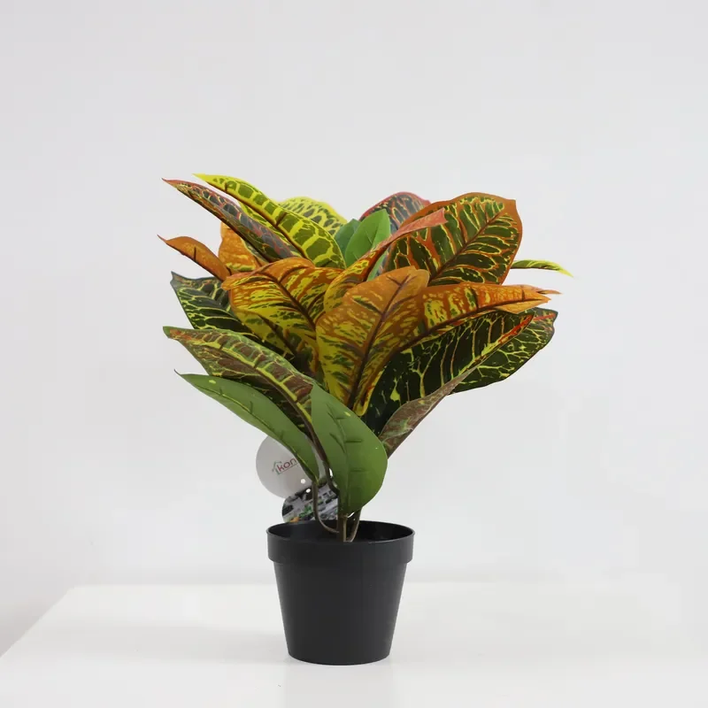 Artificial Ficus Codiaeum Variegatum Croton Tree Potted Plant for Home Office Decor Indoor Ornamental Plants