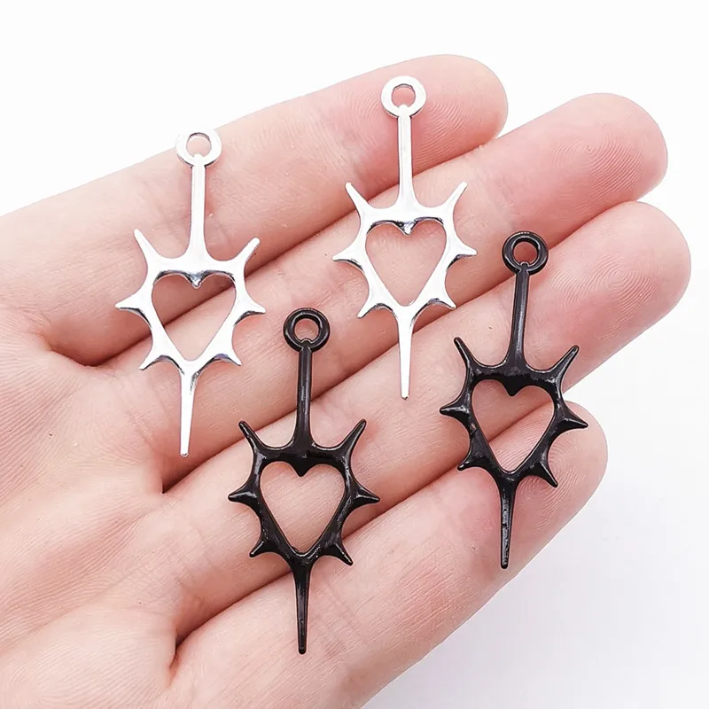 15pcs 45x19mm Goth Antique Silver Thorn Heart Charms For Jewelry Making DIY Jewelry Findings Antique Silver Color Alloy Charms