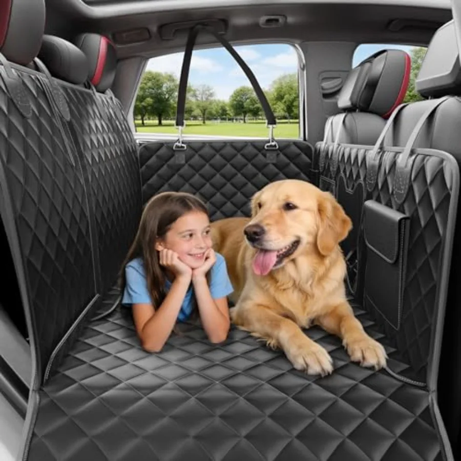 

Dog Car Seat Cover for Back Seat - Convertible 2-in-1 Design Folds to Seat for 1 Adult or a Child Car Seat Hard Bottom Waterpro
