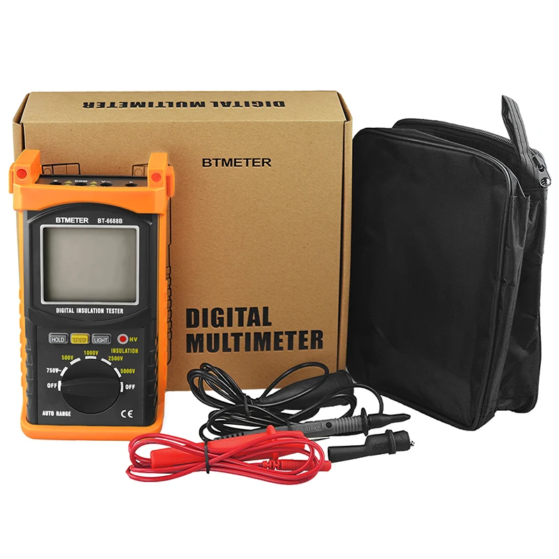 

Handheld Digital Insulation Resistance Tester 100V-5000V Auto Range for Motor Cable Electrical Insulation Resistance Measuring
