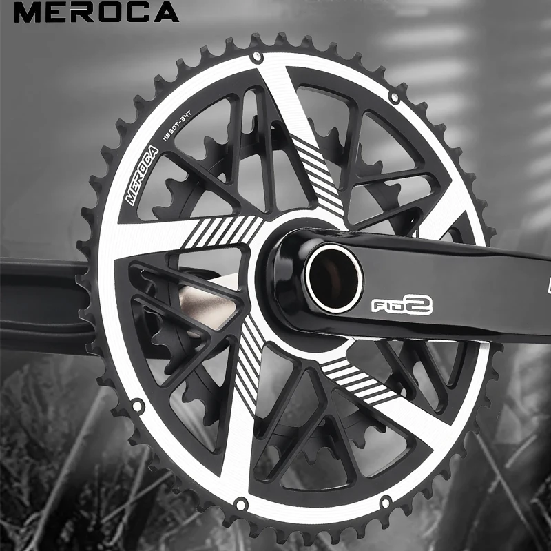 

MEROCA Aluminum Alloy Road Bicycle Crankset: 170mm Shaft, Direct - Mount, 9 - 11 Speed, Threaded Bottom Shaft