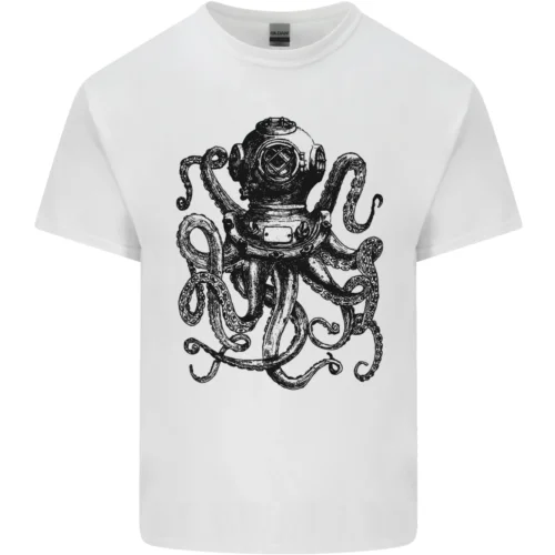 Scuba Octopus Diver Dive Diving Mens Cotton T-Shirt Tee Top