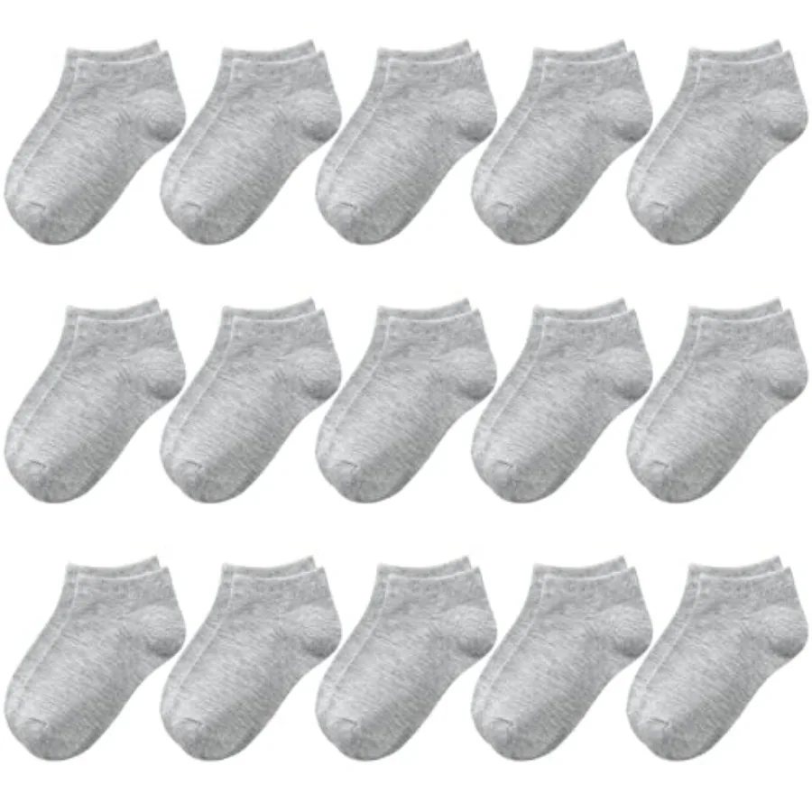 

BOOPH 15 Pcs Socks for Boys Girls Half Cushion Low Cut Athletic Ankle Socks