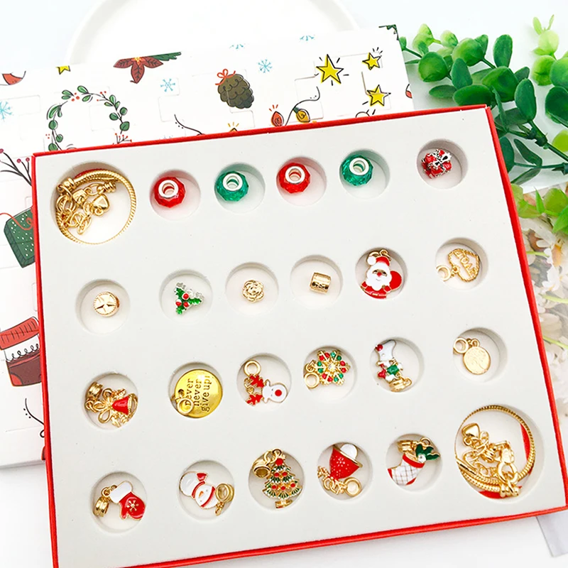 24 قطعة عيد الميلاد تحت عنوان قلادة قلادة العد التنازلي تقويم القدوم Bli-nd صندوق سوار ذاتي الصنع مفاجأة هدية صندوق لصياغة عطلة #3