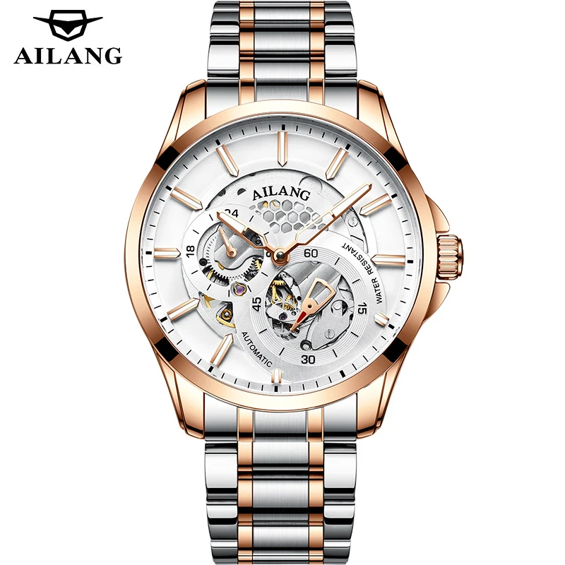 

AILANG Mens Watches Top Brand Luxury Stainless Steel Mechanical Watch for Men Military Sport Waterproof Automatic Wristwatches