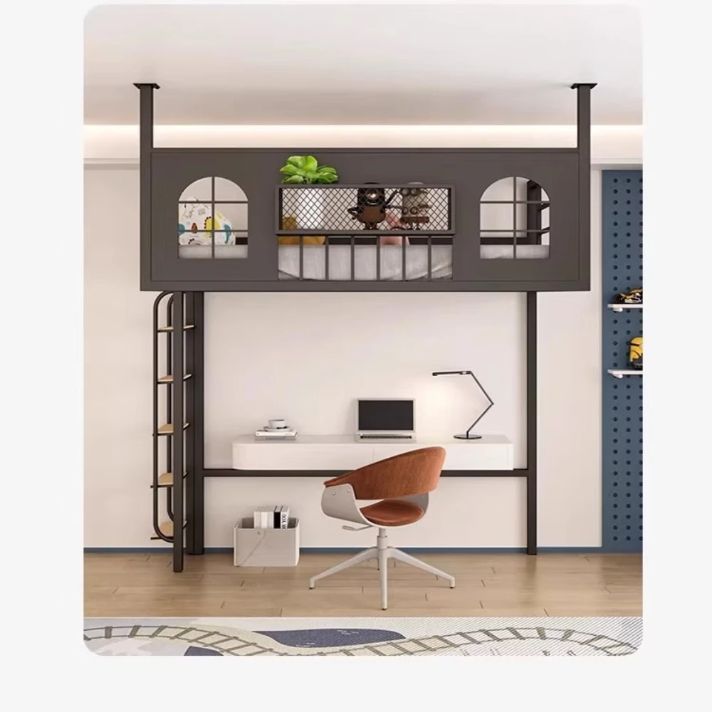 Space Saving Metal Loft Bed Modern High Sleeper Frame Minimalist Wall Mounted Bunk for Small Room Iron Hanging Bed view 6