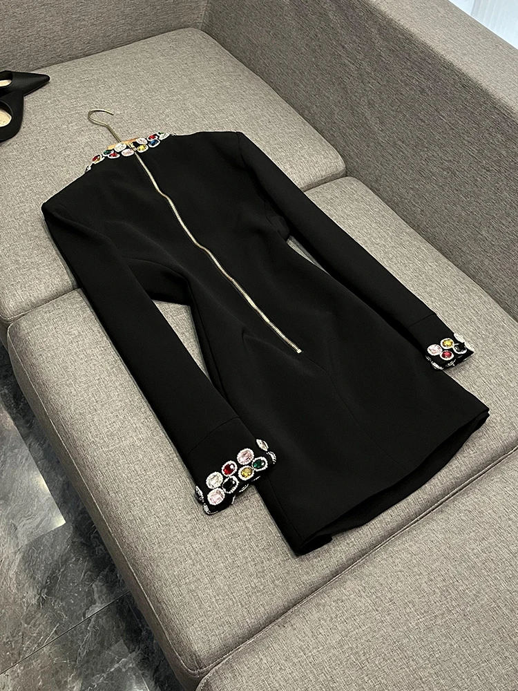 New Celebri Faion Heavy Embellied Long Sve Diamond Embedded  Gemstone Dr A526HB  Color Evening Gown