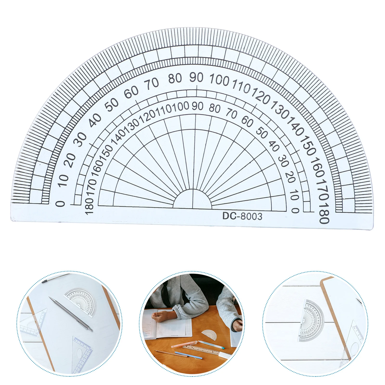 20Pcs 4 Inch 10Cm Plastic 180 Degrees Protractor for Angle Measurement School Office Student Math Use Clear Black Numbers Smooth