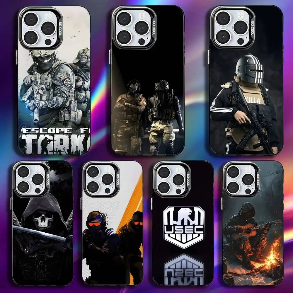 

Game E-Escape From T-Tarkov Phone Case For iPhone 16,15,14,13,12,11,Pro,Max,Plus,Mini,XS,SE Anti Fall Black Matte Hard Bumper