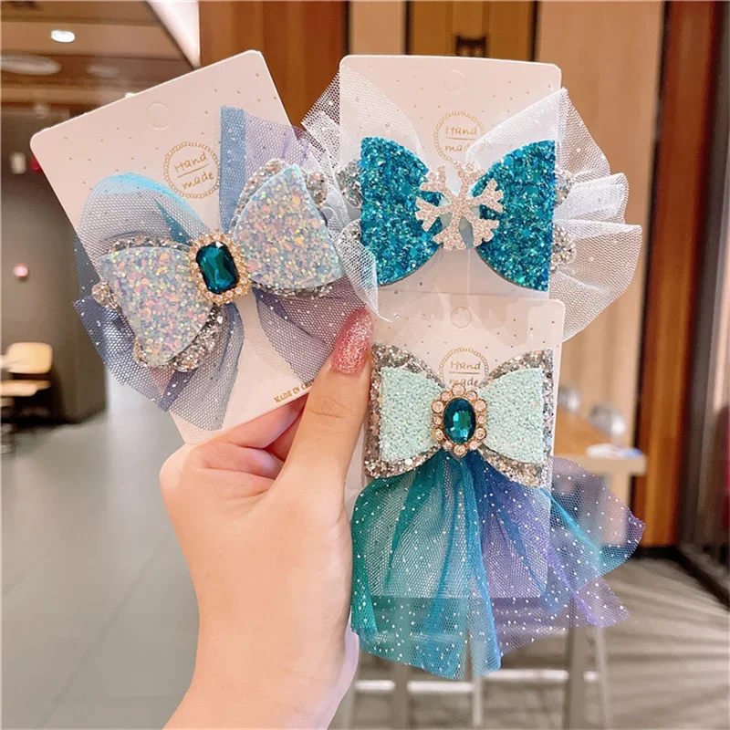 Charmsmic Frozen Wonderland Hair Clips For Young Girls Tulle Net Lovely Princess Hairgrips Hairpins Hair Accessories