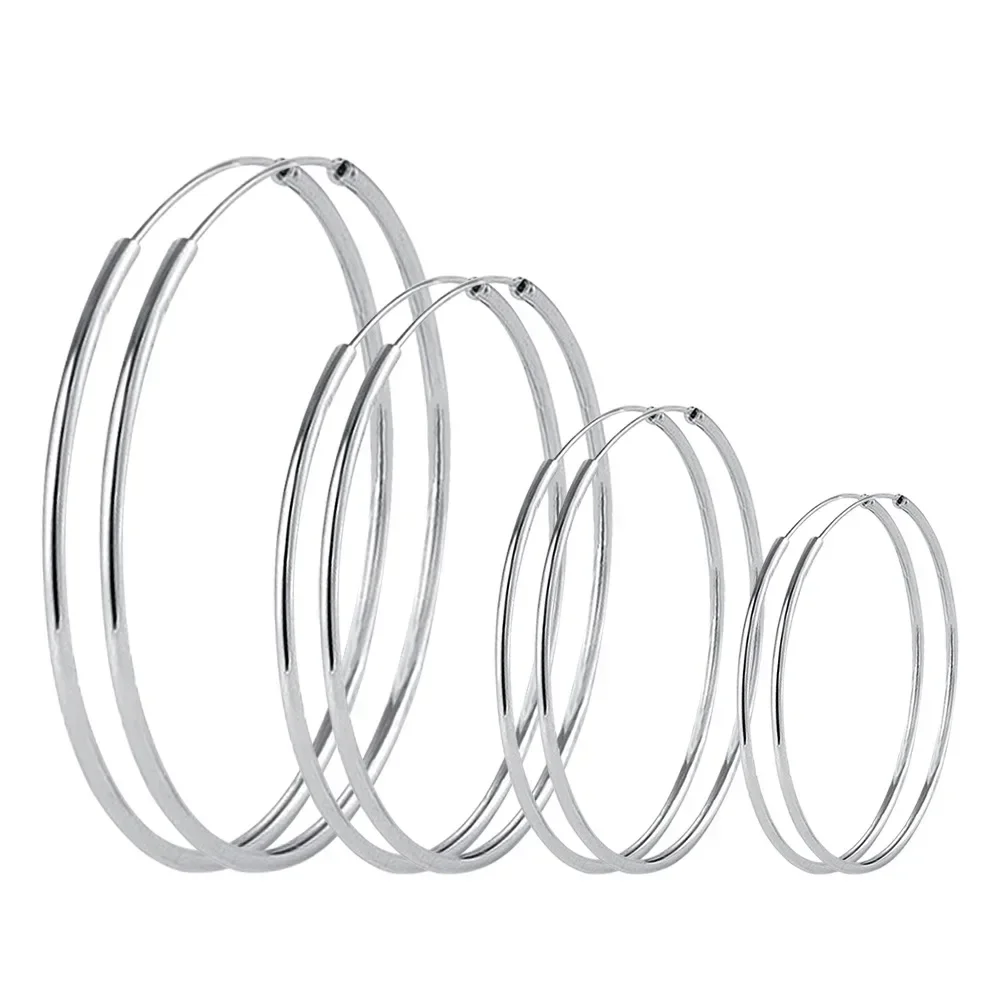 3/4/5/6CM Round Hoop Earrings  925 Sterling Silver For Women Fashion Party Luxury Quality Jewelry Accessories Christmas