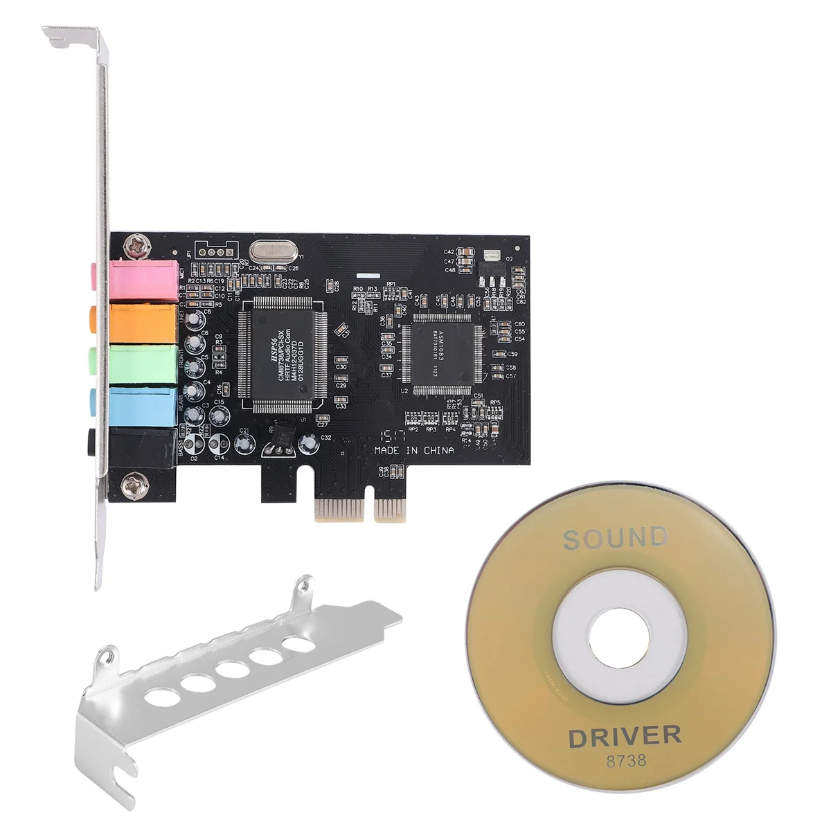 PCIe Sound Card 5.1, PCI Express Surround Card 3D Stereo Audio with High Sound Performance PC Sound Card CMI8738 Chip